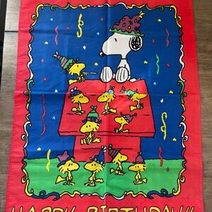 Peanuts “Happy Birthday” Flag Snoopy and Woodstock